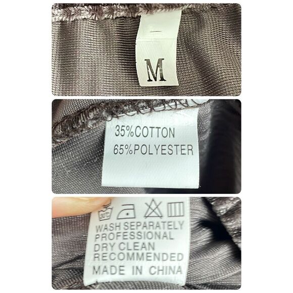 Shirred Velour Button Front Top Cocoa Brown M - Picture 8 of 12